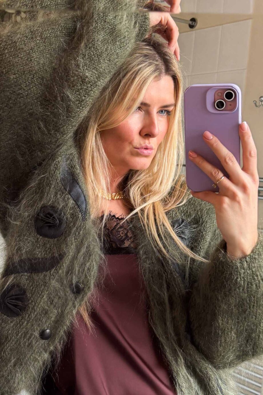 Green dream maxi mohair cardigan