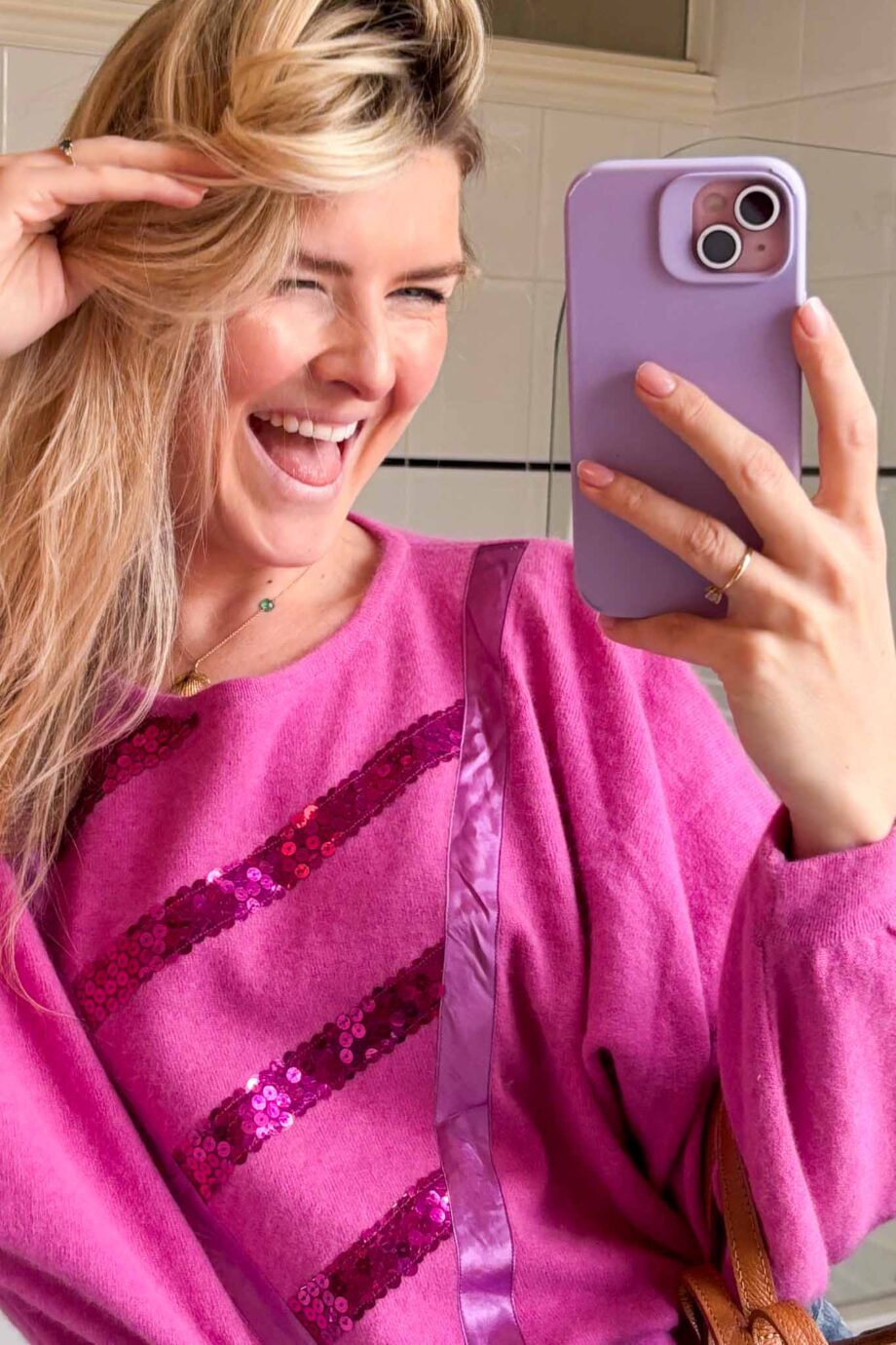 Pink fall energy cashmere knit