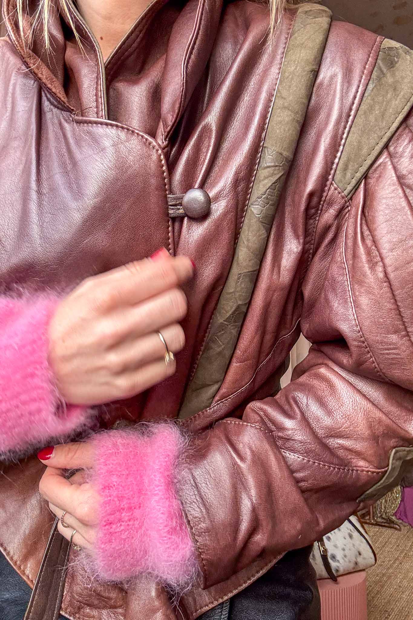 Camel Riot 1980s Leather Jacket