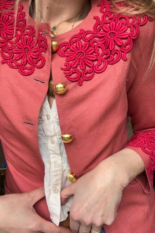 The Fuchsia Embroidered Chic Blazer