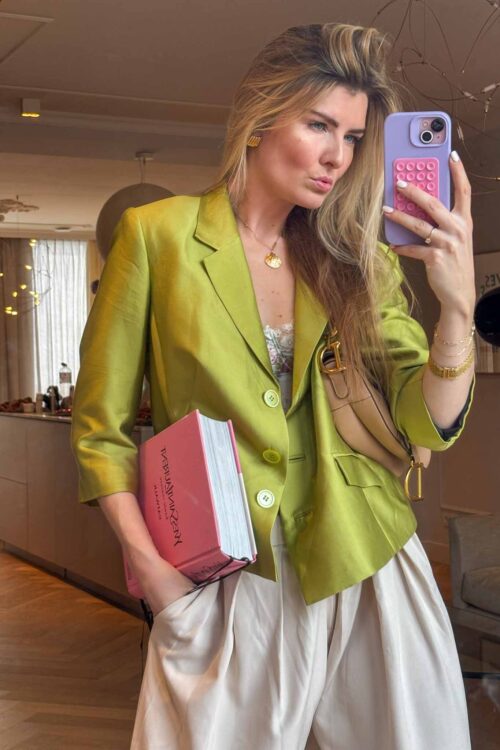 New York Spring Vintage Satin Blazer